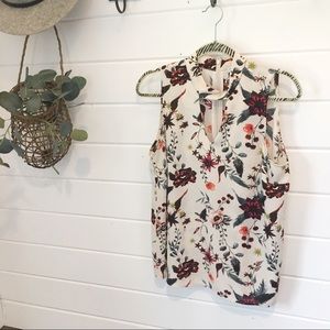 High Neck Floral Blouse
